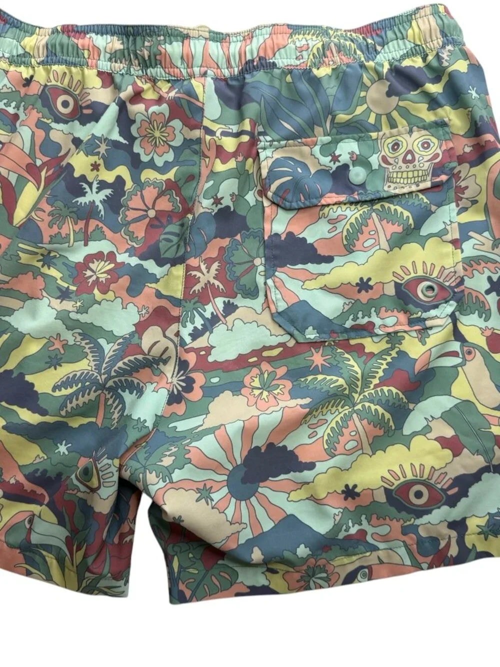 Men's Swim Trunk Shorts, Marine Layer 4-Way Stretch, Large.  Drawstring Elastic